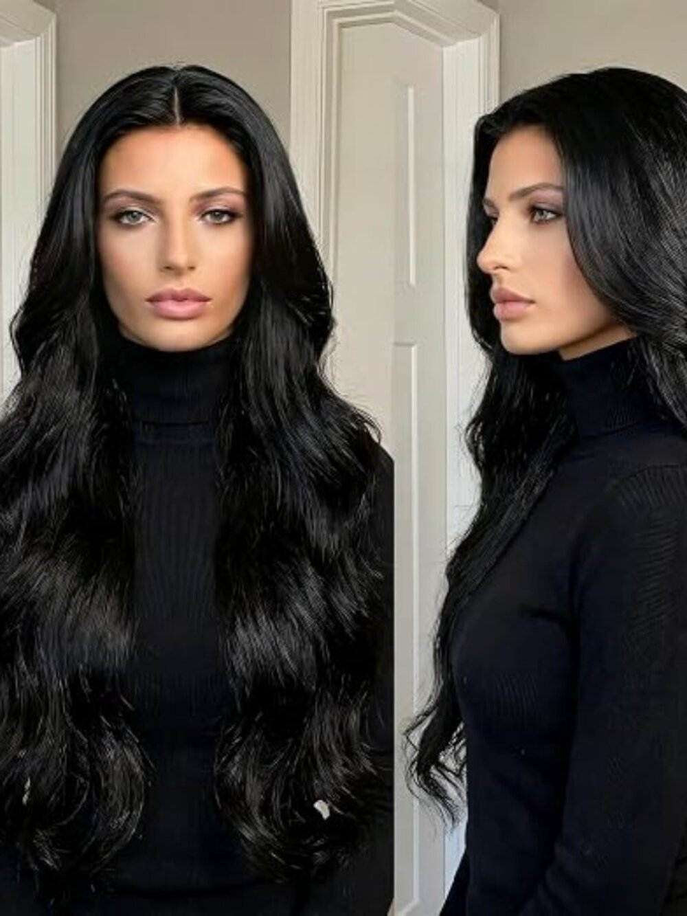 ALYBIT 28 Inch Body Wave - 200% Density - Pre-Plucked with Baby, Black Wig (New)